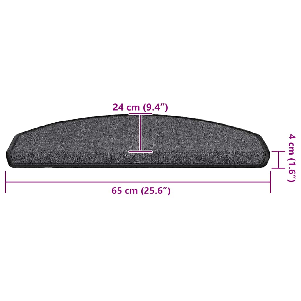 Stair Mats 20 pcs 65x24x4 cm Anthracite Half Round Large