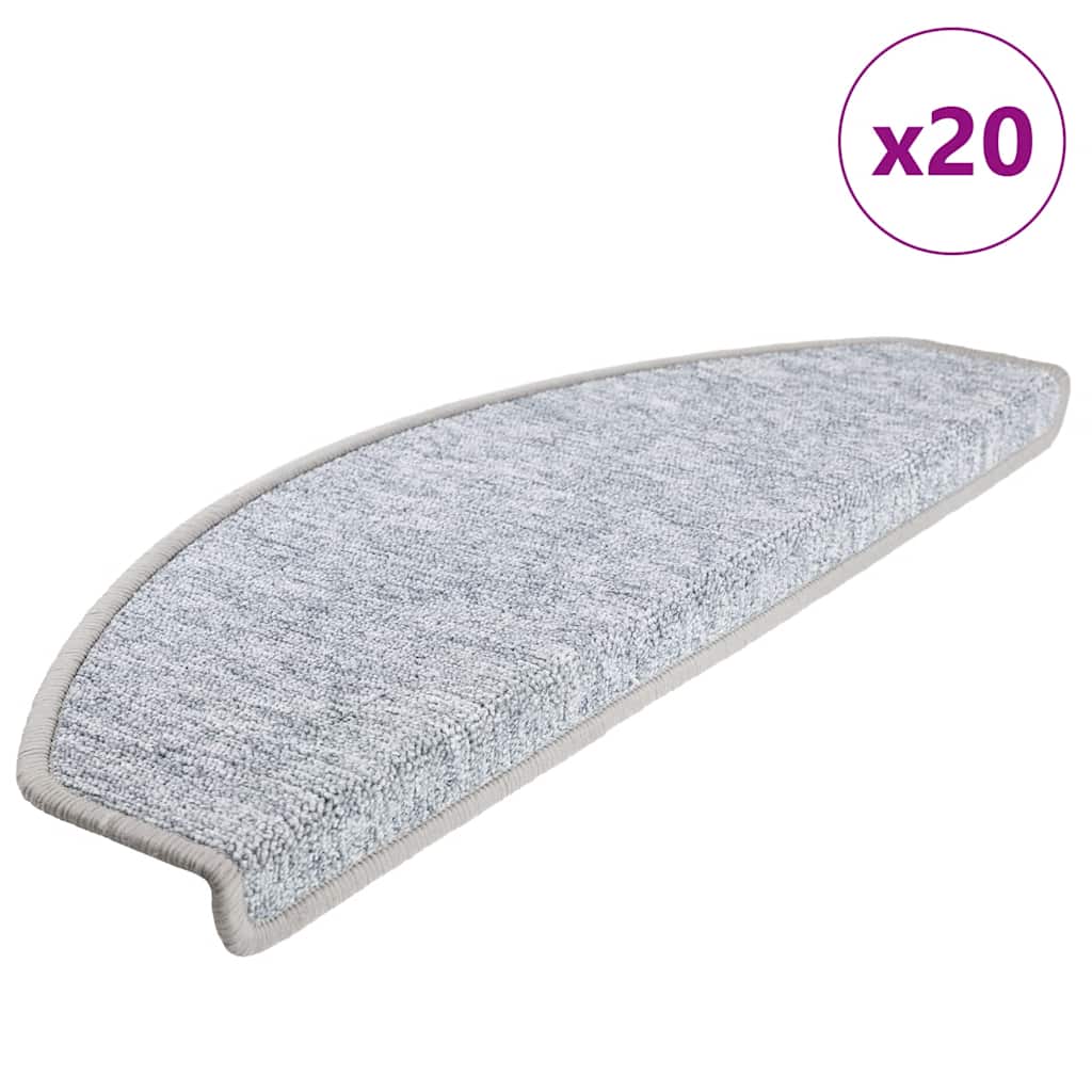 Stair Mats 20 pcs 65x24x4 cm Light Grey Half Round Large