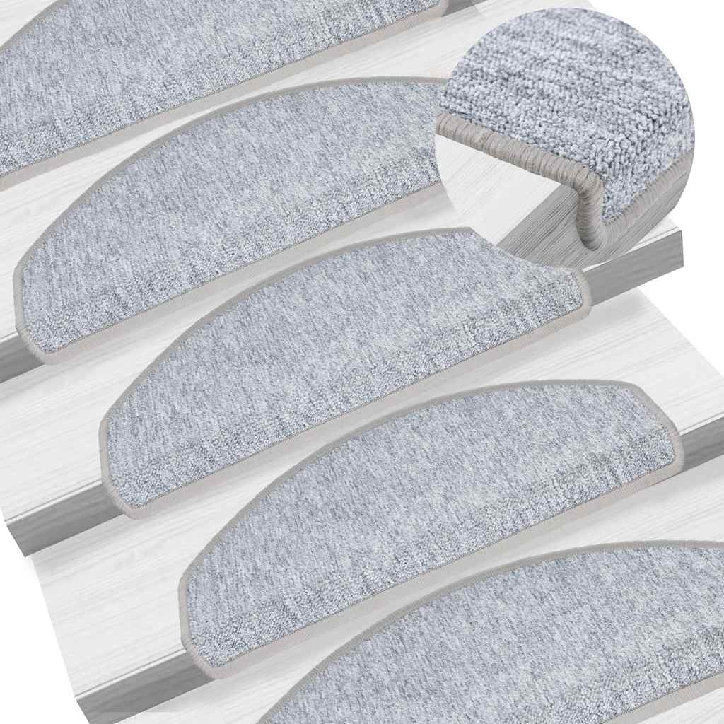 Stair Mats 20 pcs 65x24x4 cm Light Grey Half Round Large