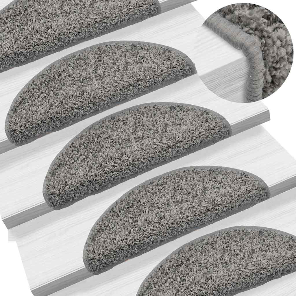Stair Mats 30 pcs 56x17x3 cm Grey Half Round