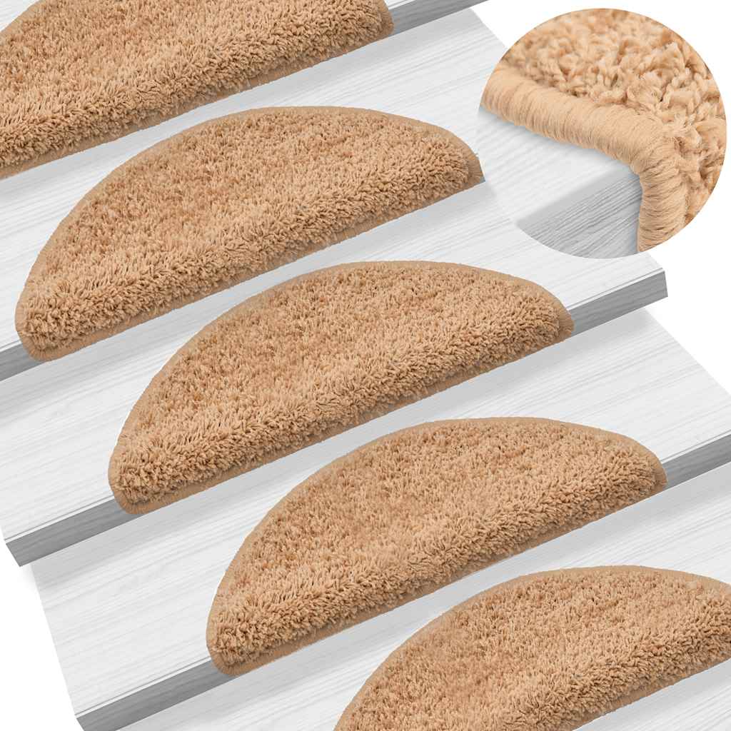 Stair Mats 30 pcs 56x17x3 cm Beige Half Round