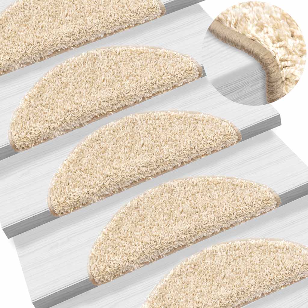 Stair Mats 30 pcs 56x17x3 cm Cream Half Round