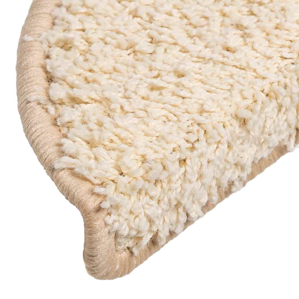 Stair Mats 30 pcs 56x17x3 cm Cream Half Round
