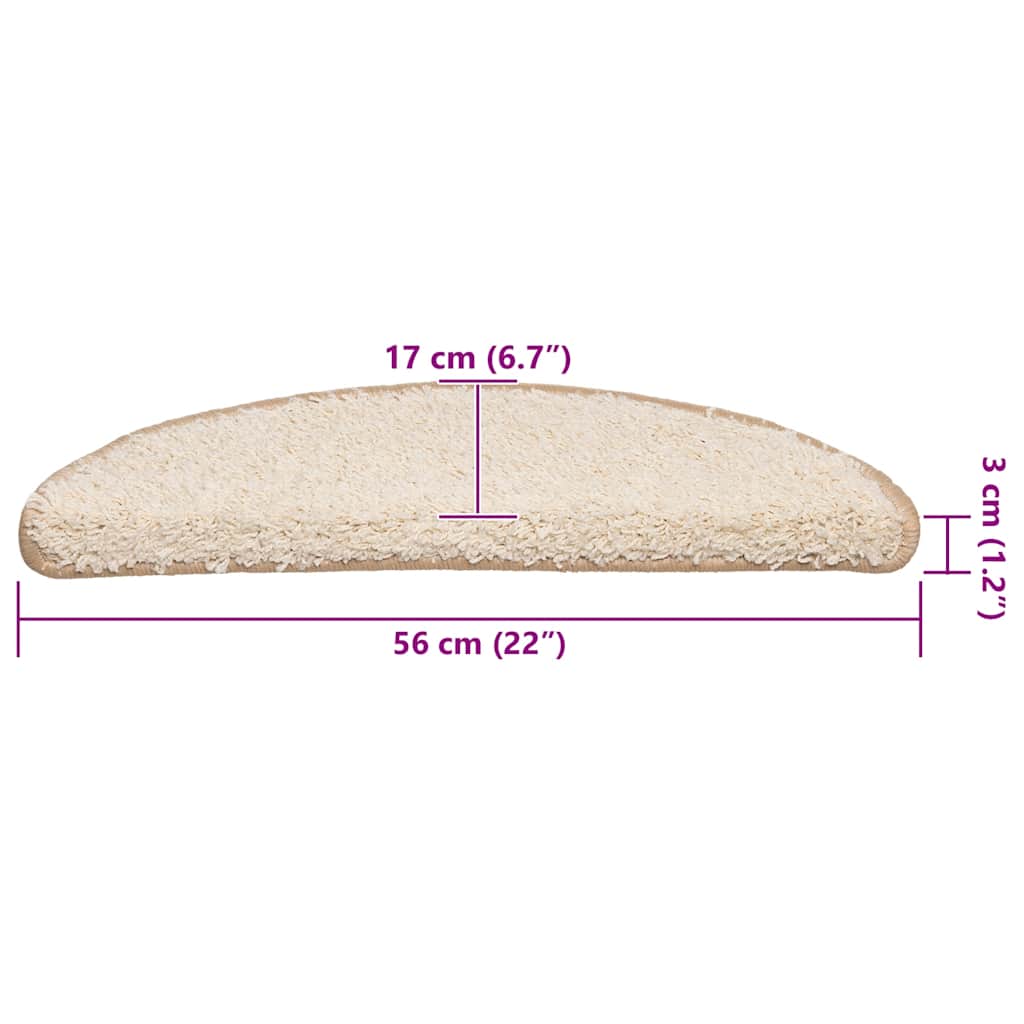 Stair Mats 30 pcs 56x17x3 cm Cream Half Round