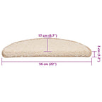 Stair Mats 30 pcs 56x17x3 cm Cream Half Round