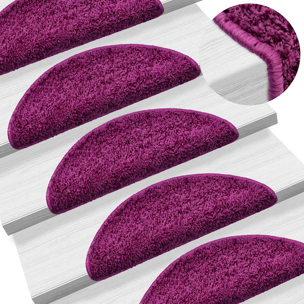 Stair Mats 30 pcs 56x17x3 cm Violet Half Round