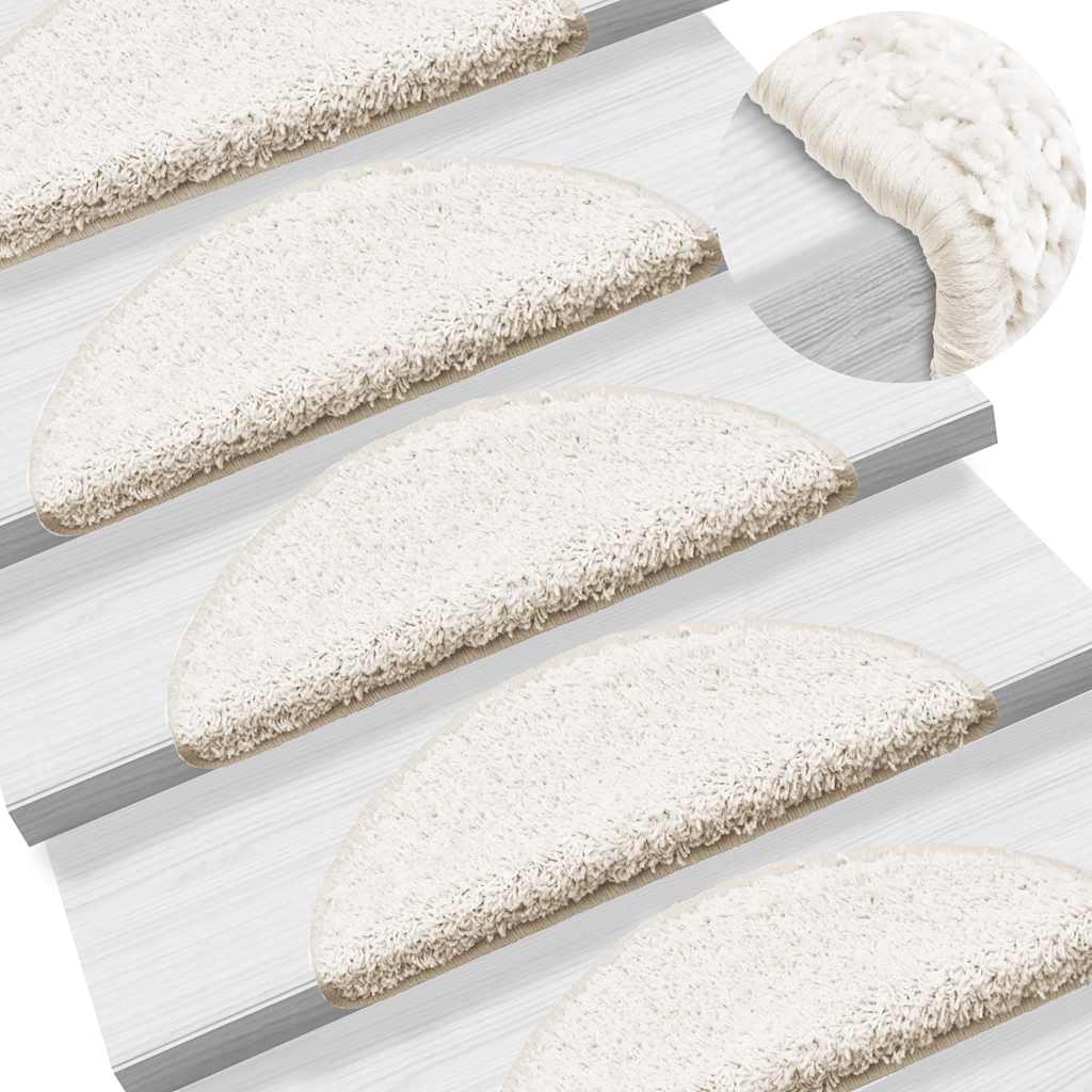 Stair Mats 30 pcs 56x17x3 cm White Half Round