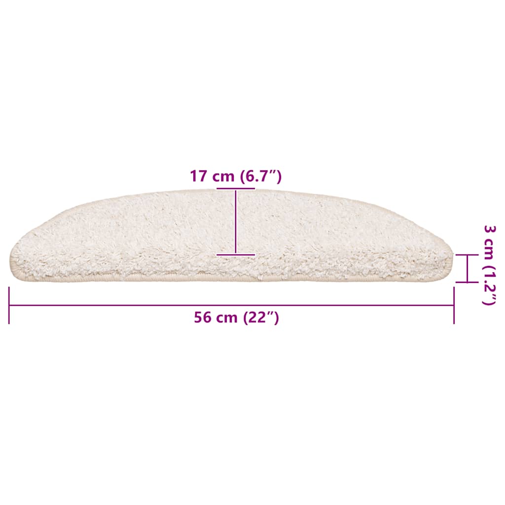 Stair Mats 30 pcs 56x17x3 cm White Half Round