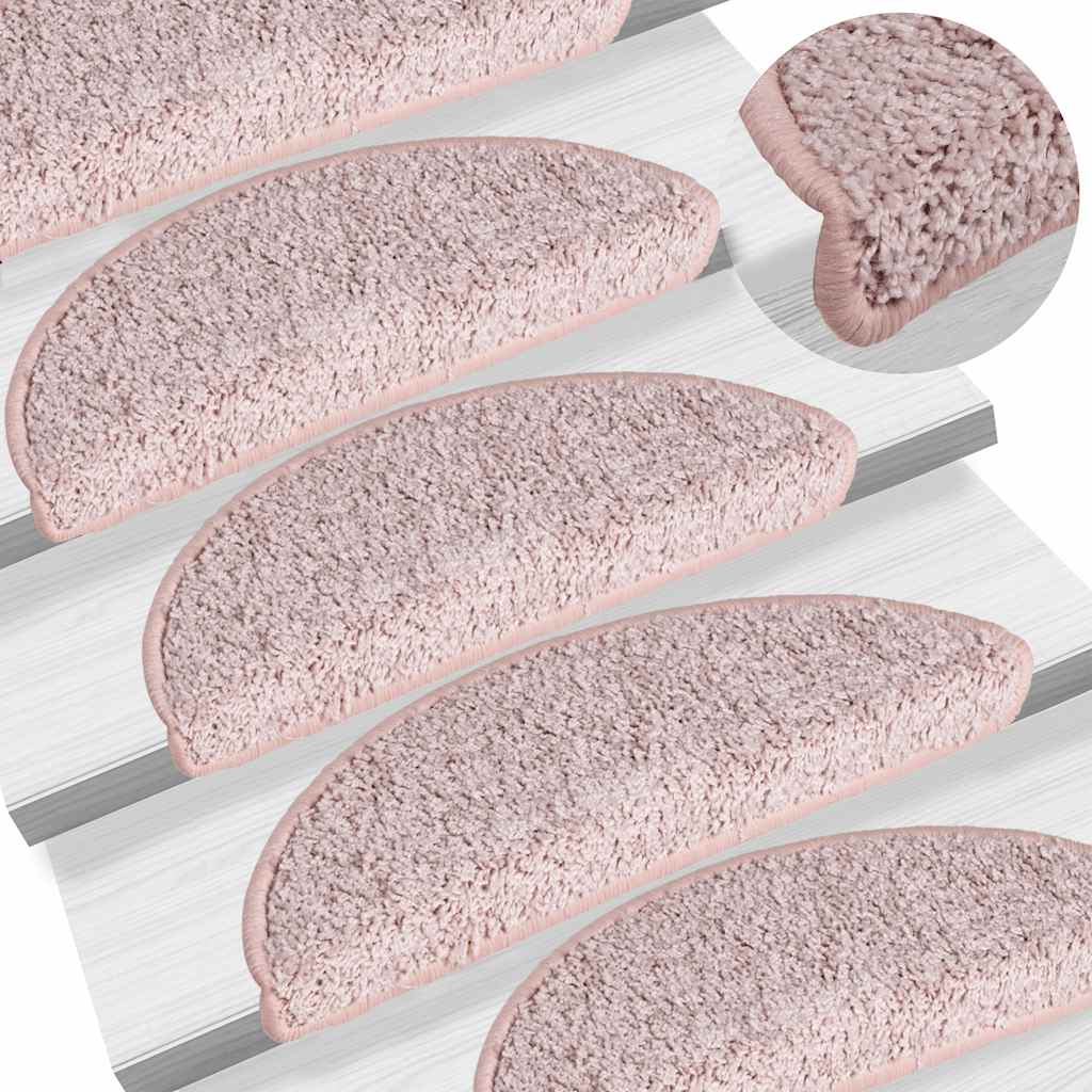 Stair Mats 30 pcs 56x17x3 cm Light Pink Half Round