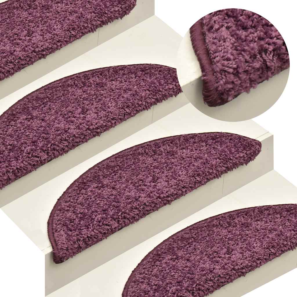Stair Mats 30 pcs 56x17x3 cm Dark Purple Half Round