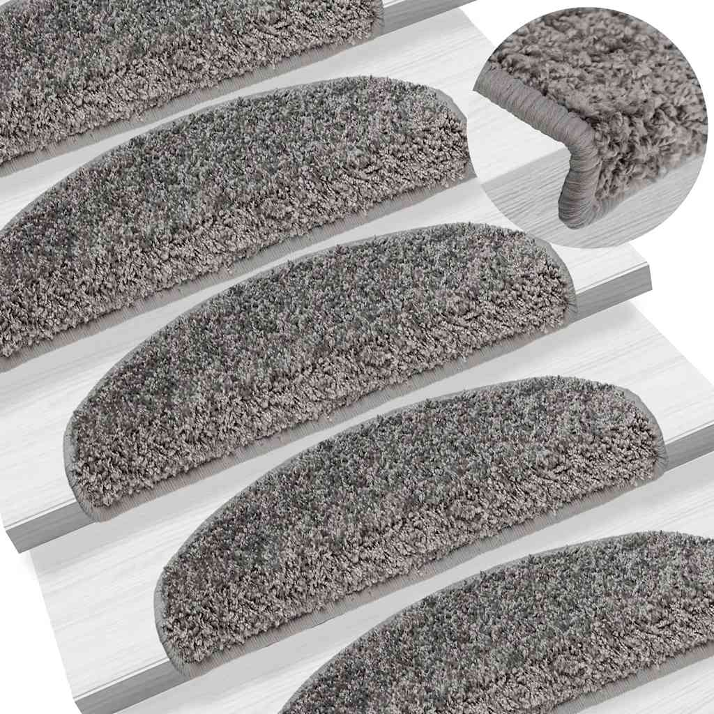 Stair Mats 30 pcs 65x21x4 cm Grey Half Round Large