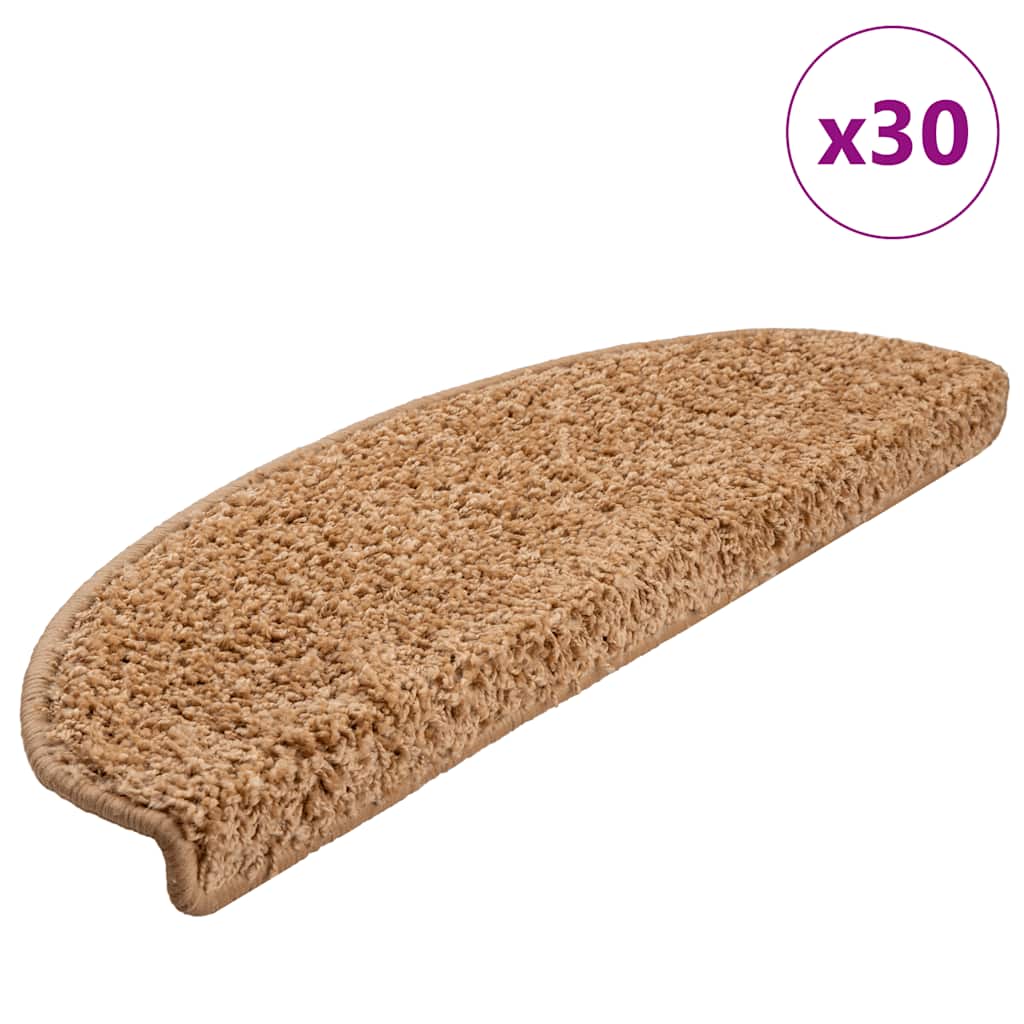 Stair Mats 30 pcs 65x21x4 cm Beige Half Round Large