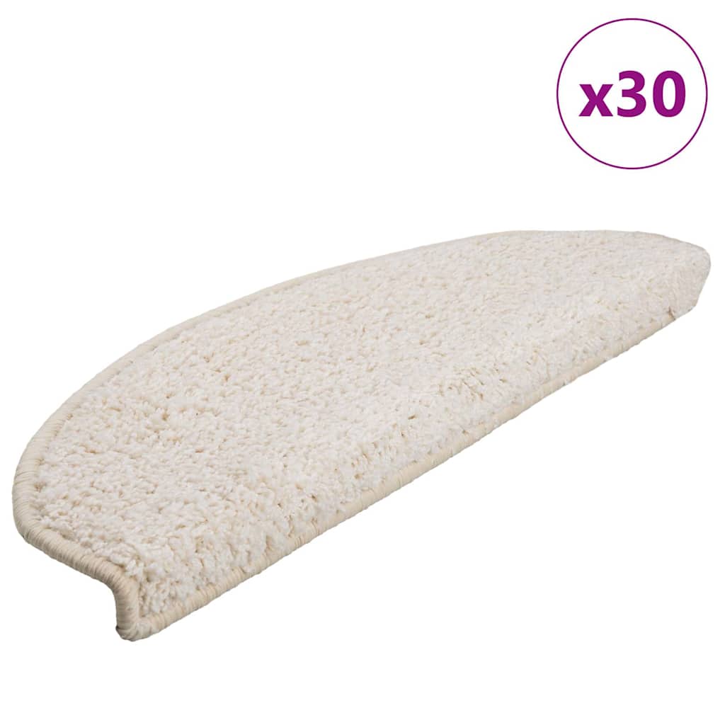 Stair Mats 30 pcs 65x21x4 cm White Half Round Large