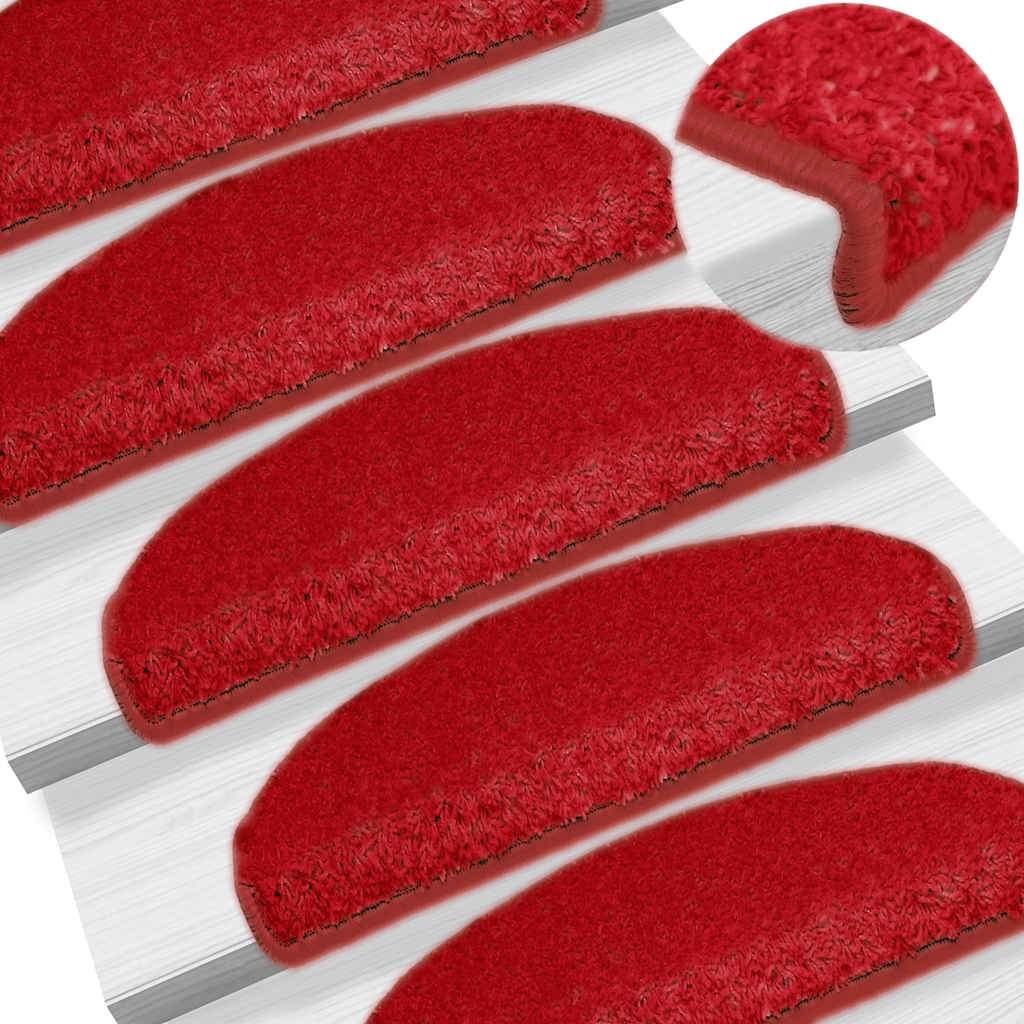 Stair Mats 30 pcs 65x21x4 cm Red Half Round Large