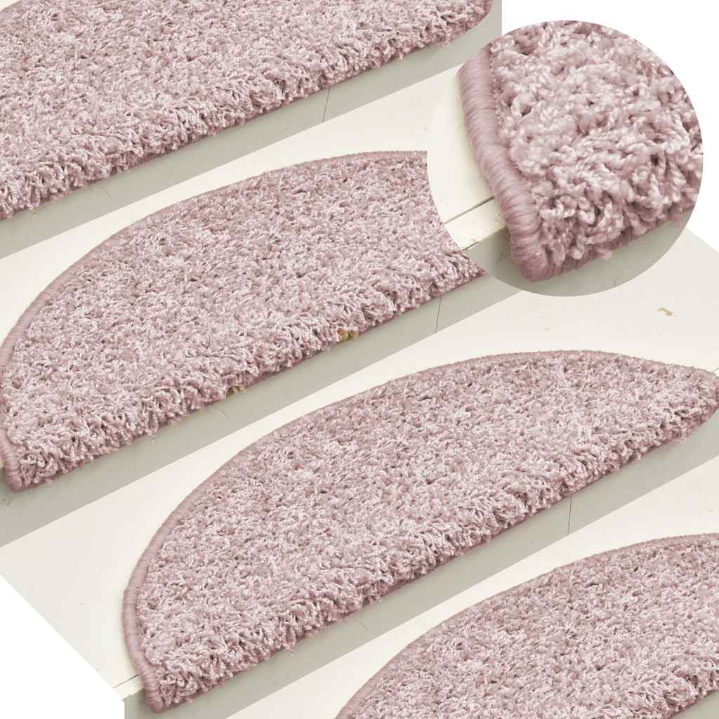 Stair Mats 30 pcs 65x21x4 cm Light Pink Half Round Large