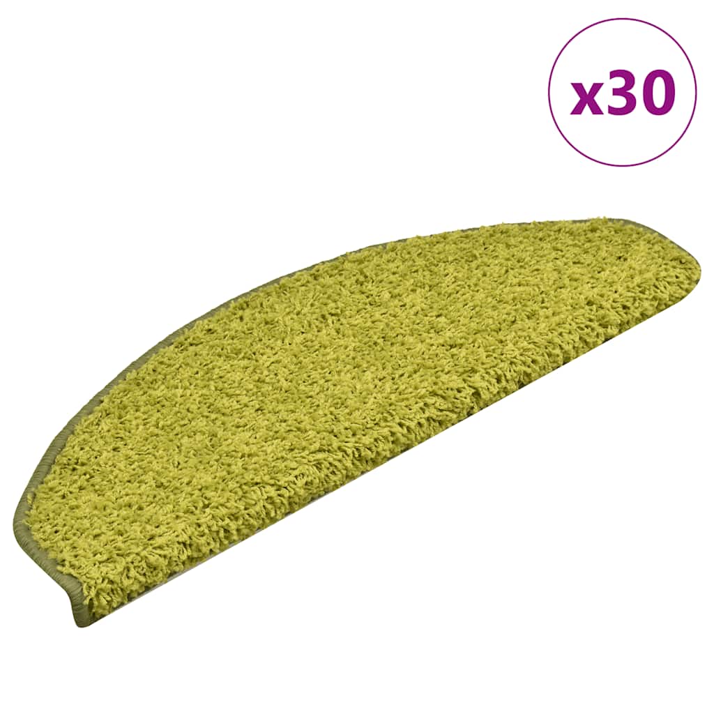 Stair Mats 30 pcs 65x21x4 cm Green Half Round Large