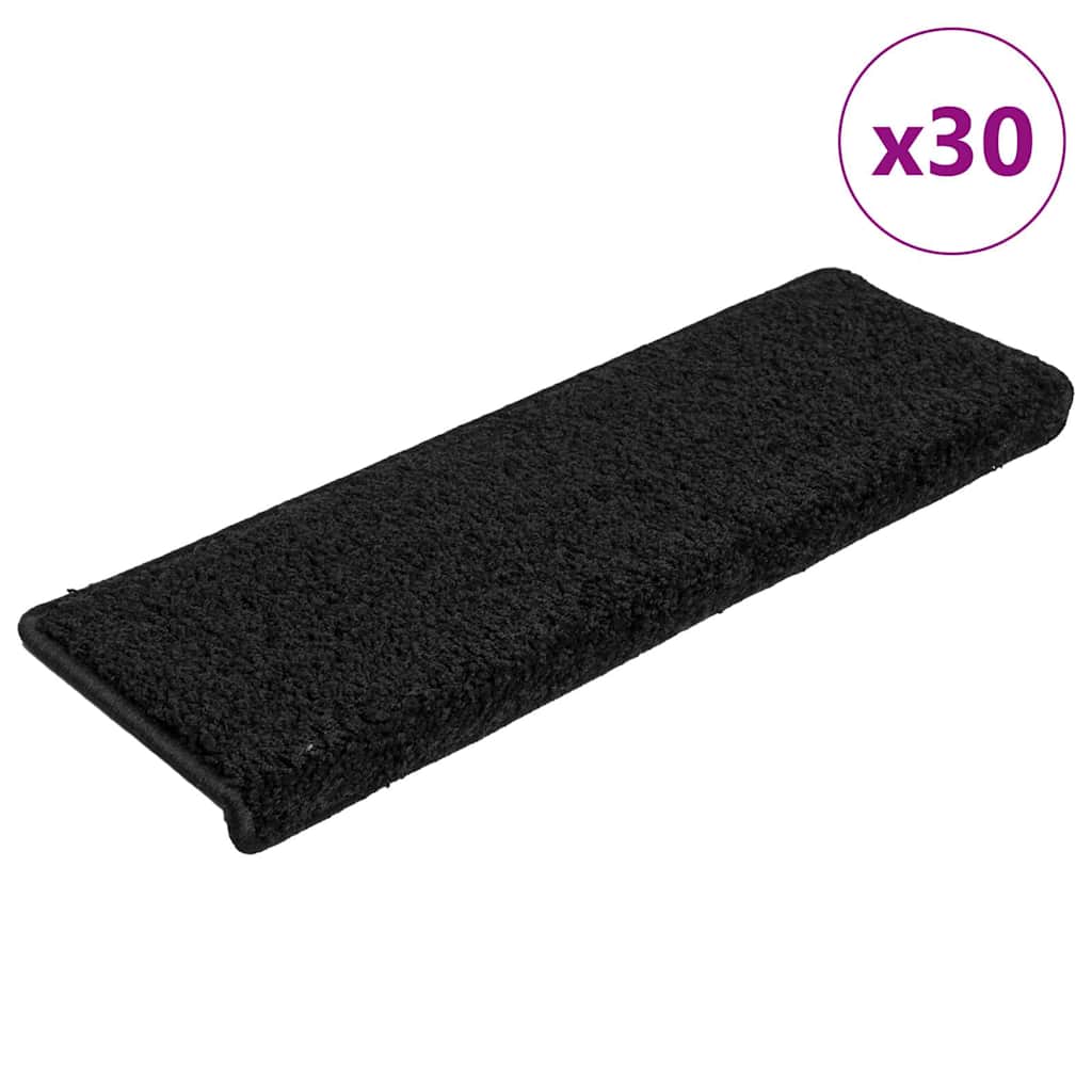 Stair Mats 30 pcs 65x21x4 cm Black Rectangular Edge