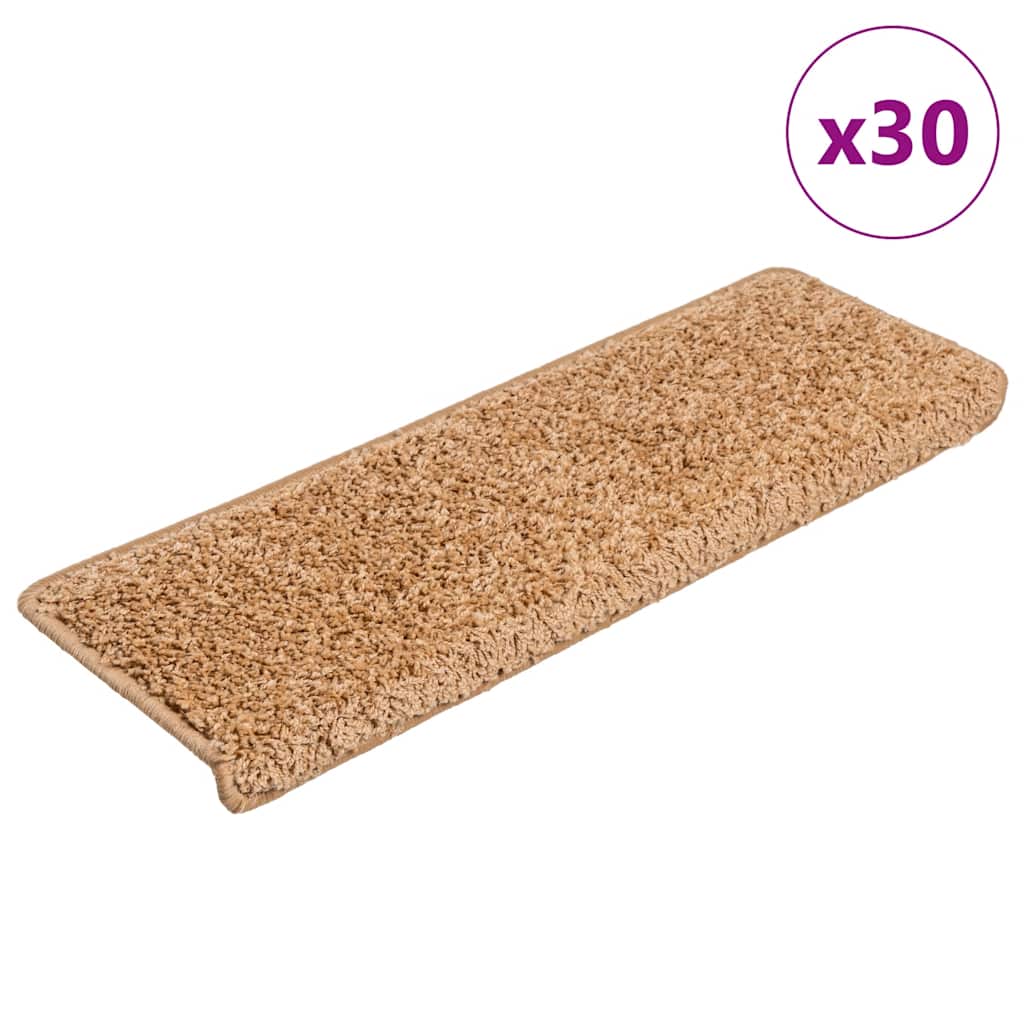 Stair Mats 30 pcs 65x21x4 cm Beige Rectangular Edge