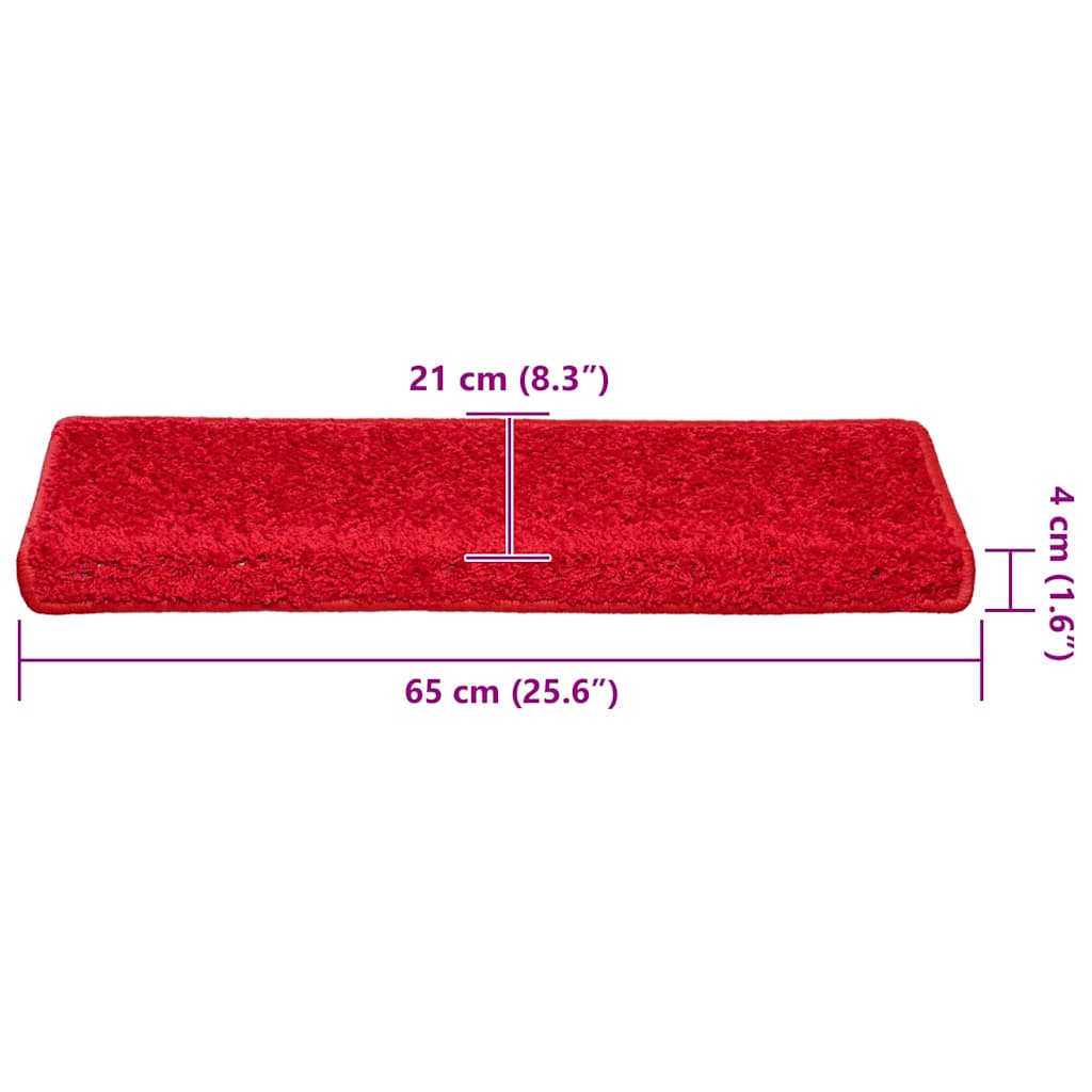 Stair Mats 30 pcs 65x21x4 cm Red Rectangular Edge