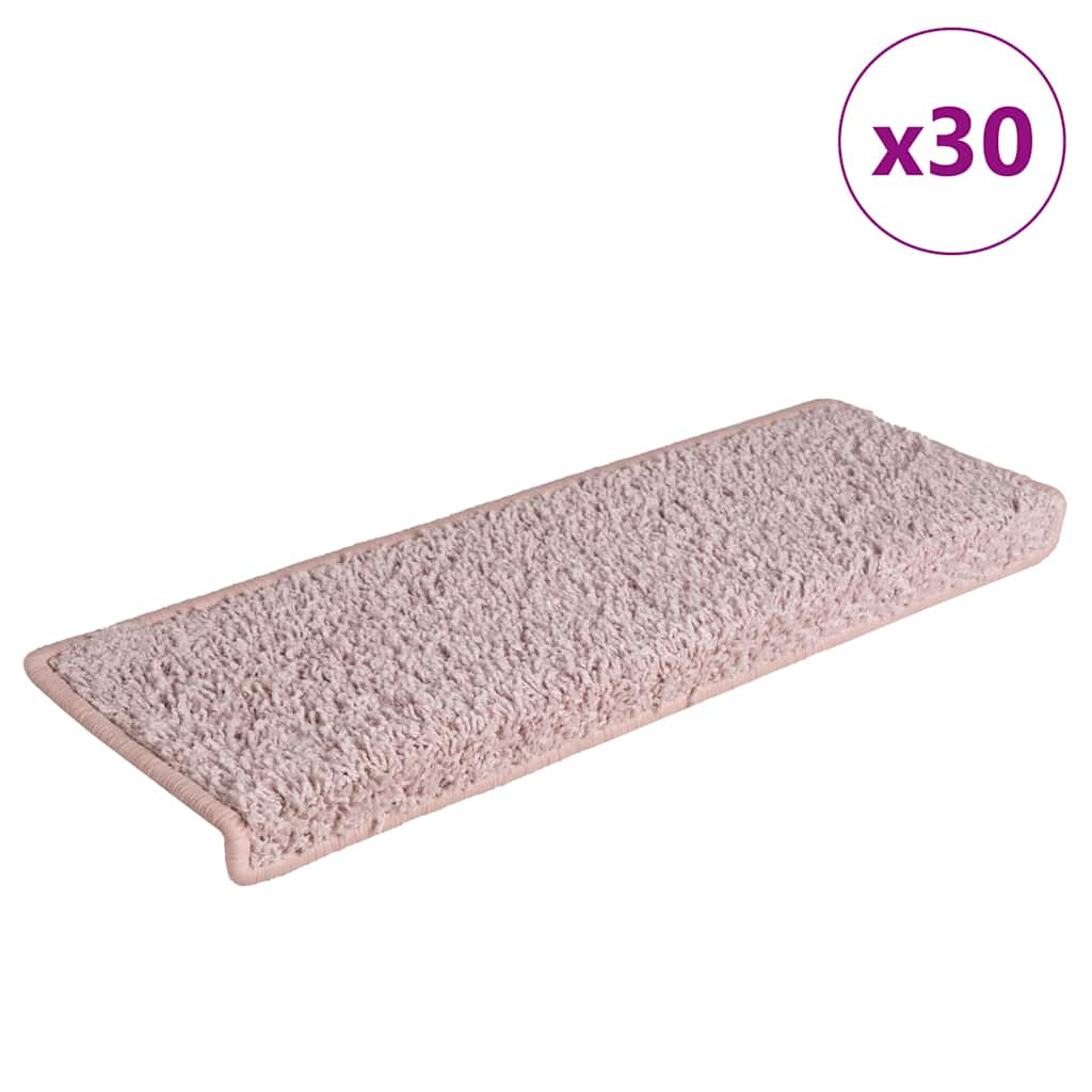 Stair Mats 30 pcs 65x21x4 cm White and Pink Rectangular Edge