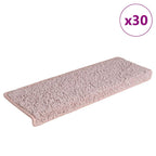 Stair Mats 30 pcs 65x21x4 cm White and Pink Rectangular Edge