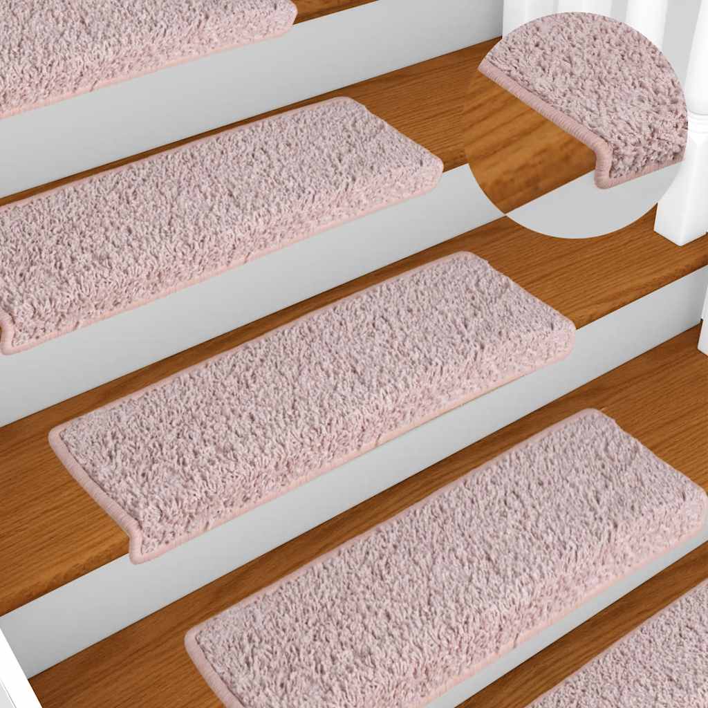 Stair Mats 30 pcs 65x21x4 cm White and Pink Rectangular Edge