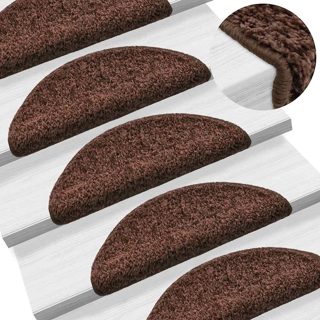 Stair Mats 20 pcs 56x17x3 cm Brown Half Round