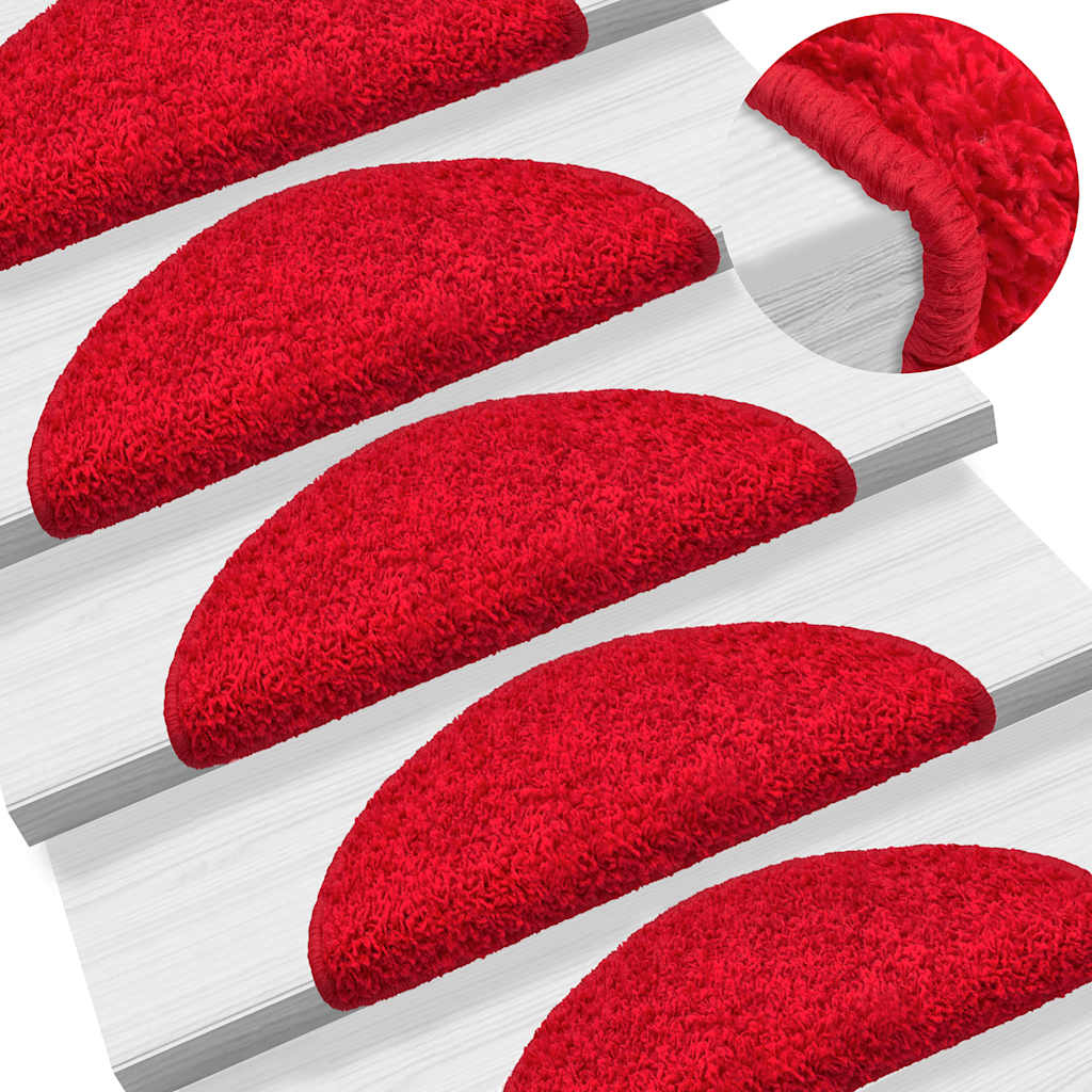 Stair Mats 20 pcs 56x17x3 cm Red Half Round