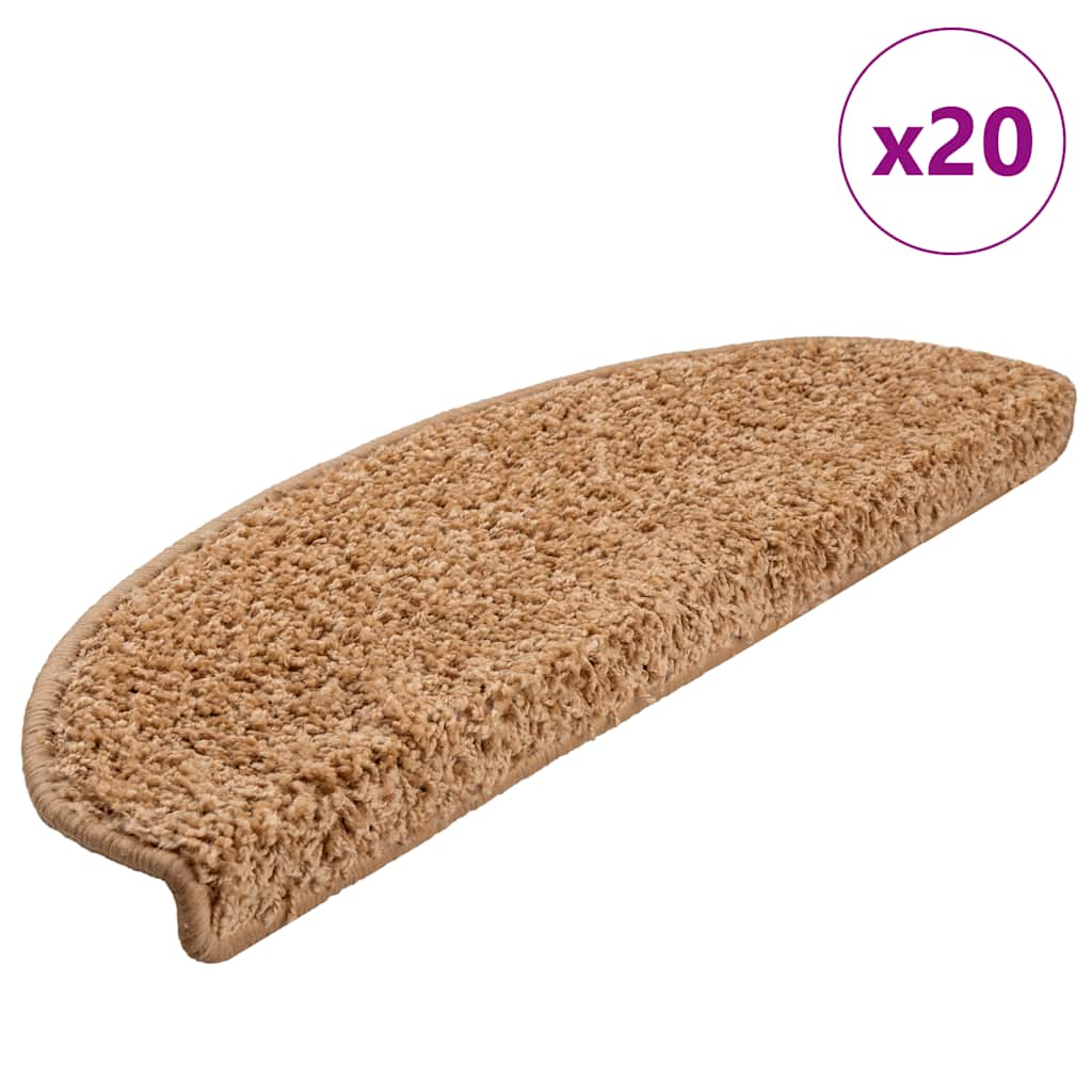 Stair Mats 20 pcs 65x21x4 cm Beige Half Round Large