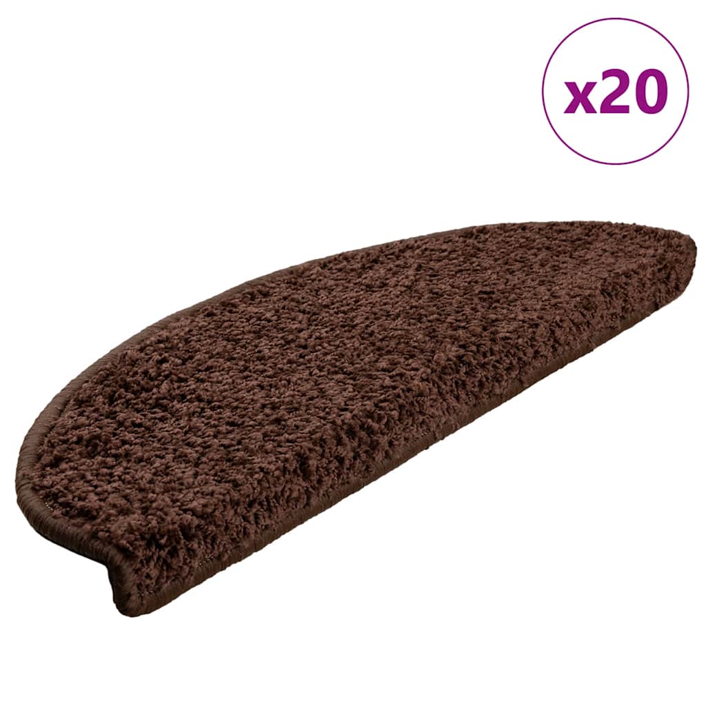 Stair Mats 20 pcs 65x21x4 cm Brown Half Round Large