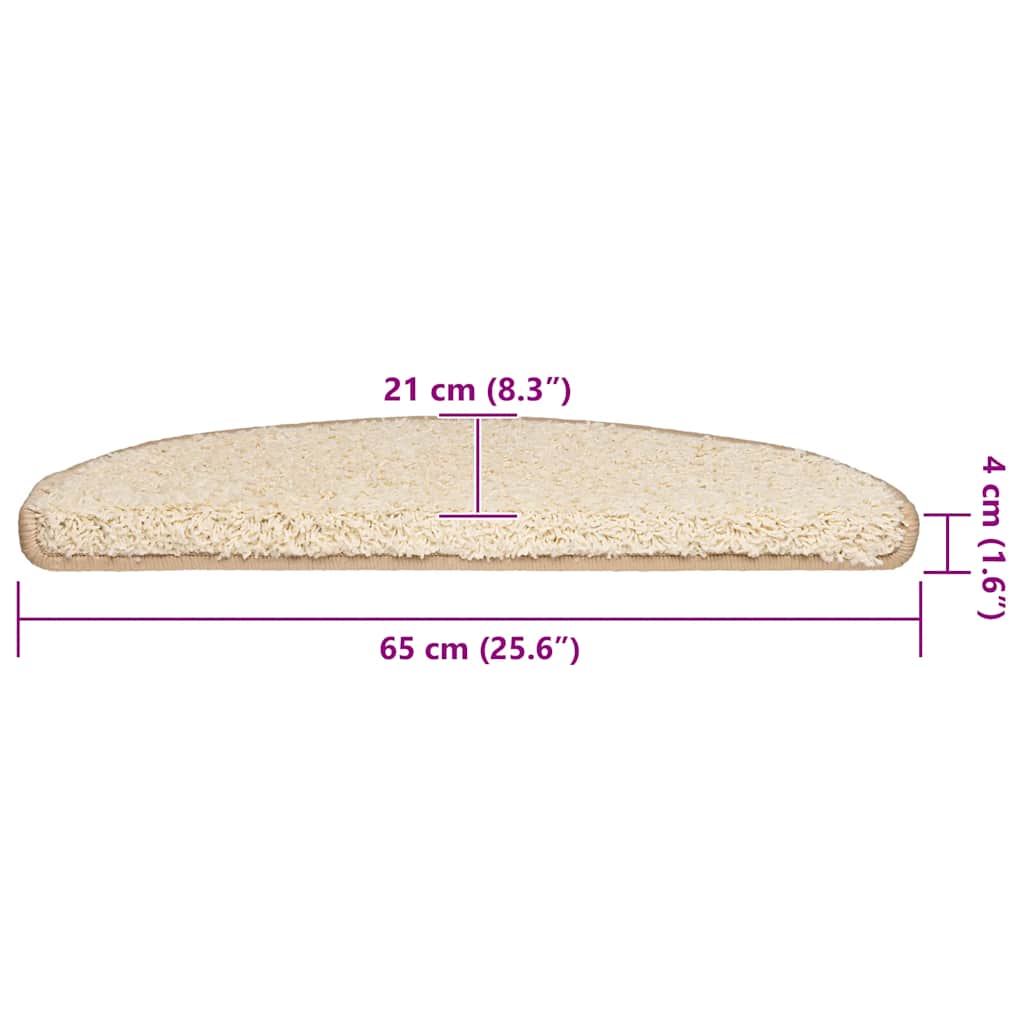 Stair Mats 20 pcs 65x21x4 cm Cream Half Round Large