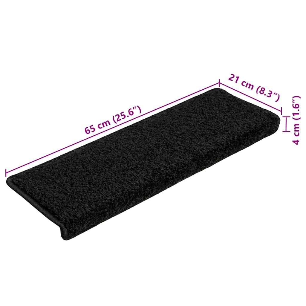 Stair Mats 20 pcs 65x21x4 cm Black Rectangular Edge