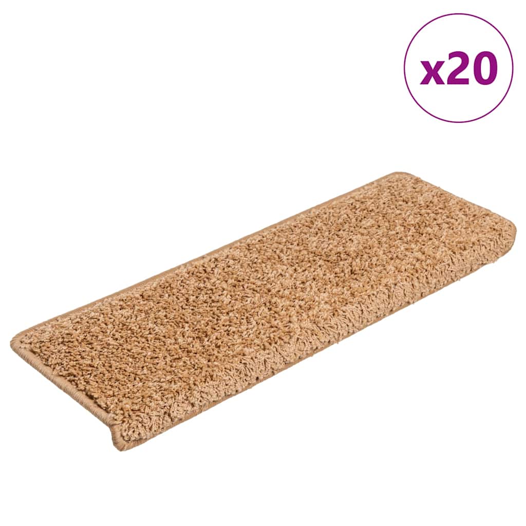 Stair Mats 20 pcs 65x21x4 cm Beige Rectangular Edge