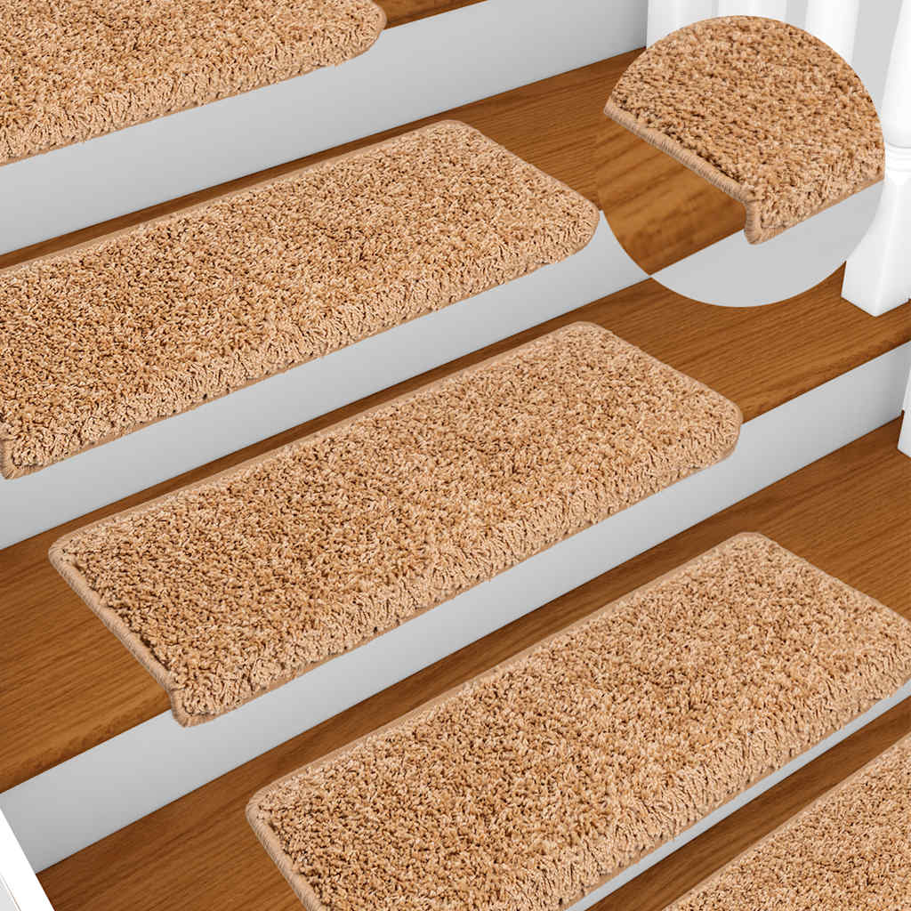 Stair Mats 20 pcs 65x21x4 cm Beige Rectangular Edge