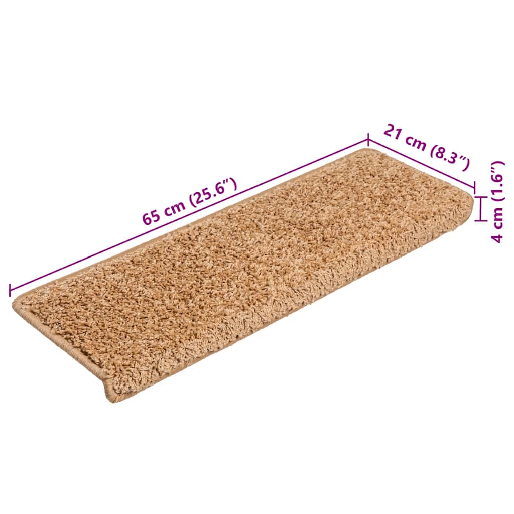Stair Mats 20 pcs 65x21x4 cm Beige Rectangular Edge