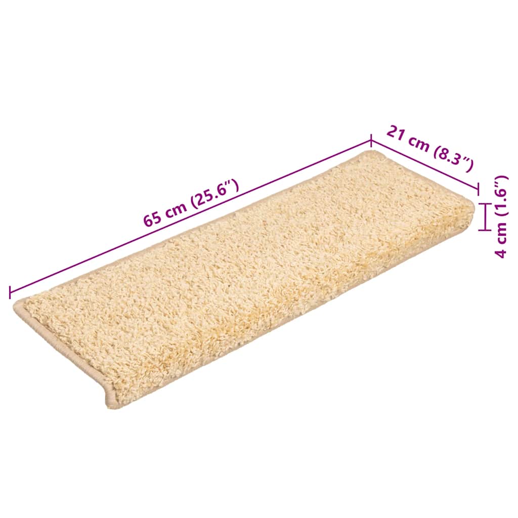 Stair Mats 20 pcs 65x21x4 cm Cream Rectangular Edge