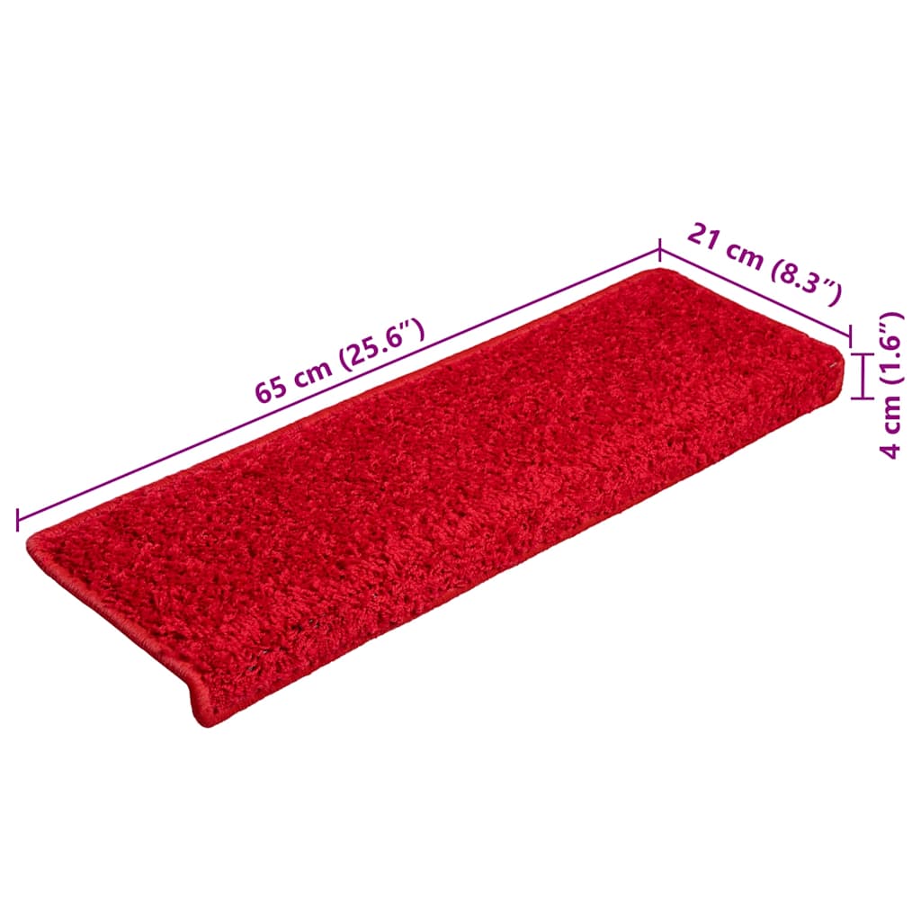 Stair Mats 20 pcs 65x21x4 cm Red Rectangular Edge