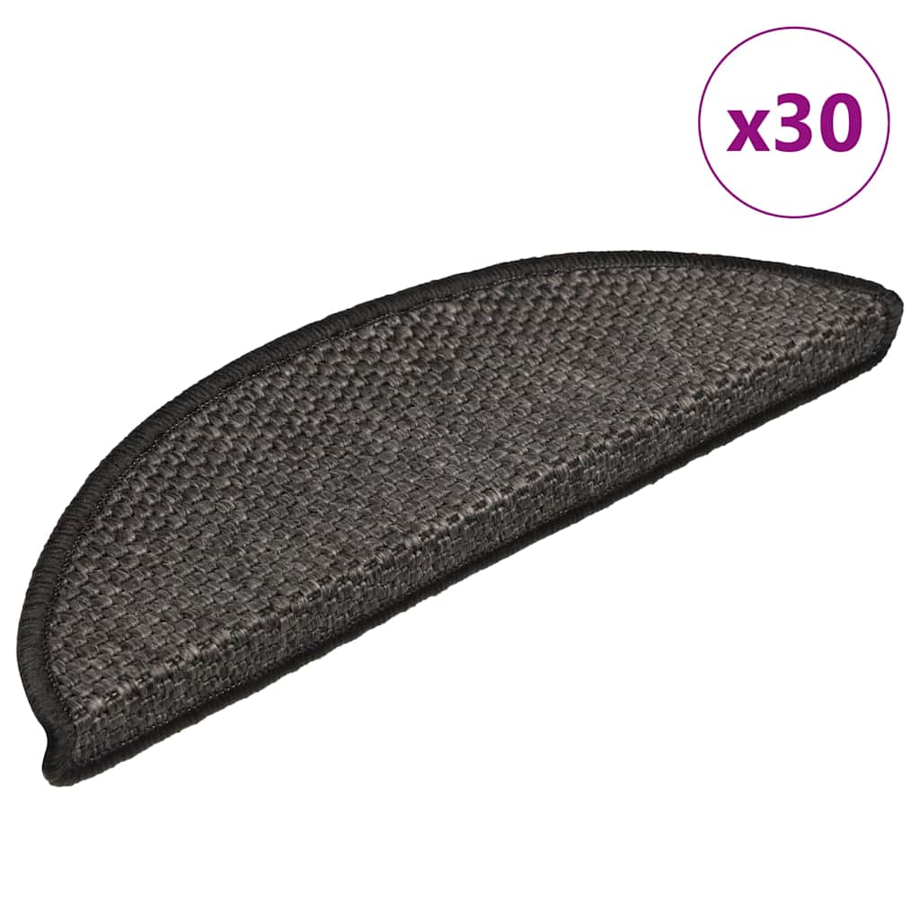 Stair Mats Self-adhesive Sisal-Look 30 pcs 56x17x3 cm Anthracite