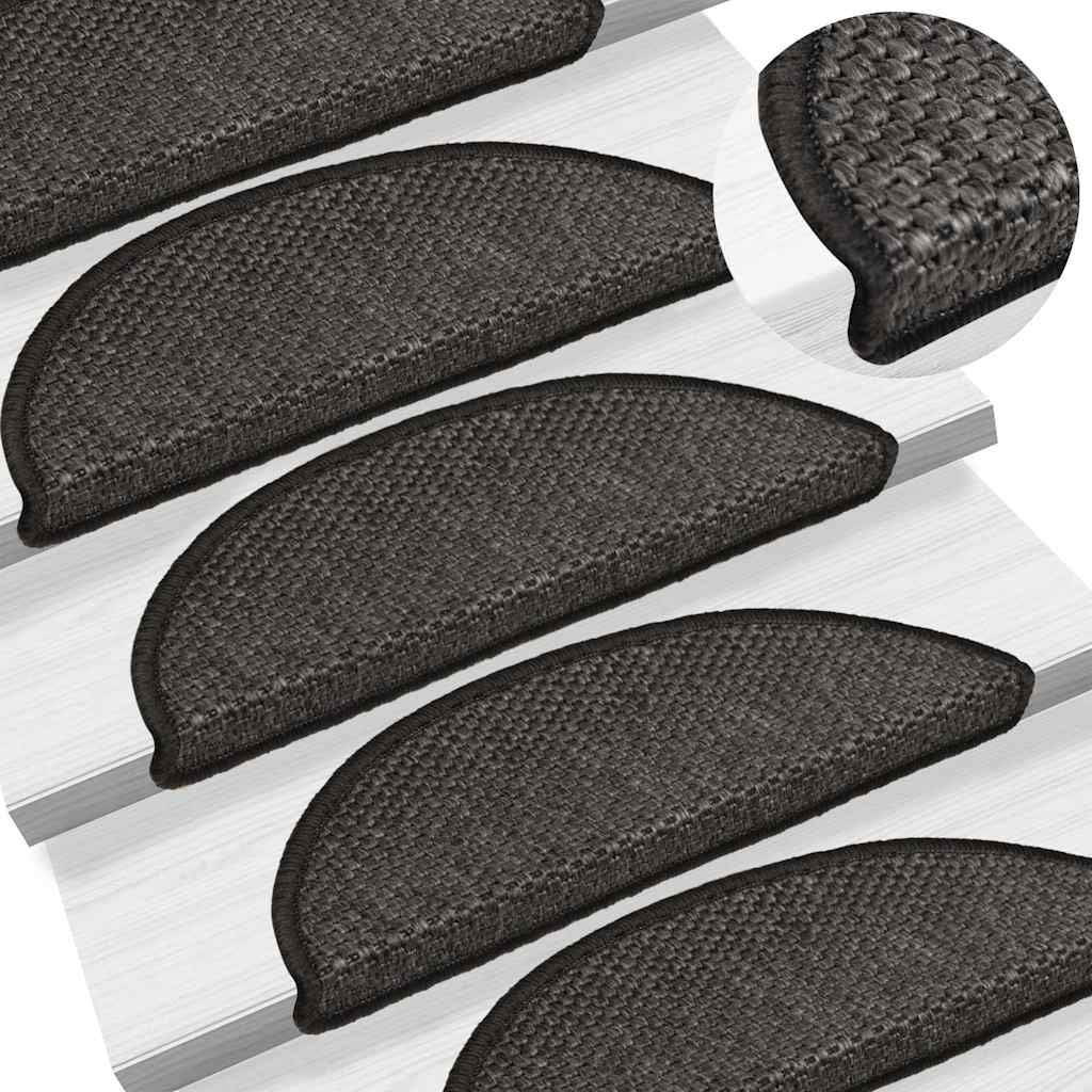 Stair Mats Self-adhesive Sisal-Look 30 pcs 56x17x3 cm Anthracite