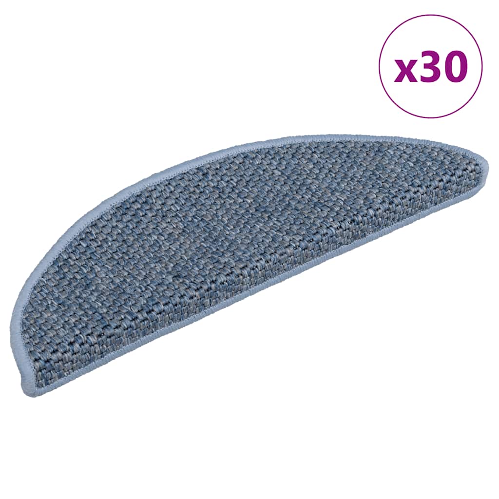 Stair Mats Self-adhesive Sisal-Look 30 pcs 56x17x3 cm Blue