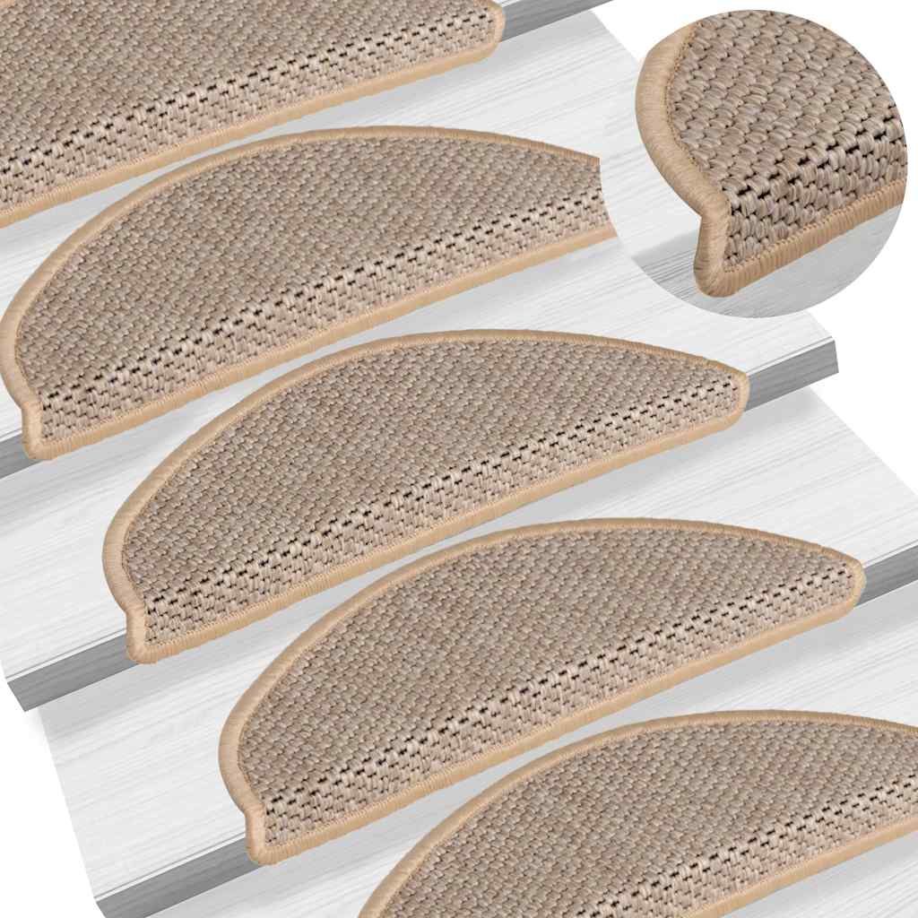 Stair Mats Self-adhesive Sisal-Look 30 pcs 56x17x3 cm Light Beige