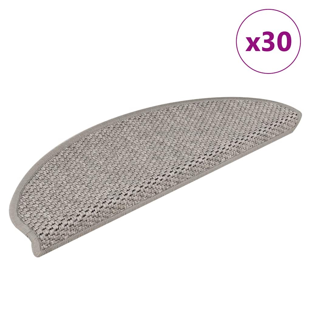 Stair Mats Self-adhesive Sisal-Look 30 pcs 65x21x4 cm Silver