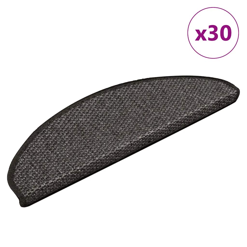 Stair Mats Self-adhesive Sisal-Look 30 pcs 65x21x4 cm Anthracite
