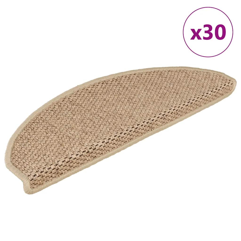Stair Mats Self-adhesive Sisal-Look 30 pcs 65x21x4 cm Sand