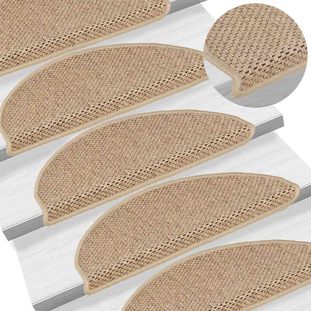 Stair Mats Self-adhesive Sisal-Look 30 pcs 65x21x4 cm Sand