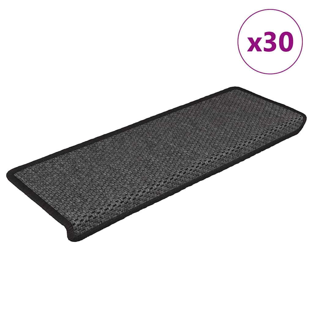 Stair Mats Self-adhesive Sisal-Look 30 pcs 65x21x4 cm Anthracite