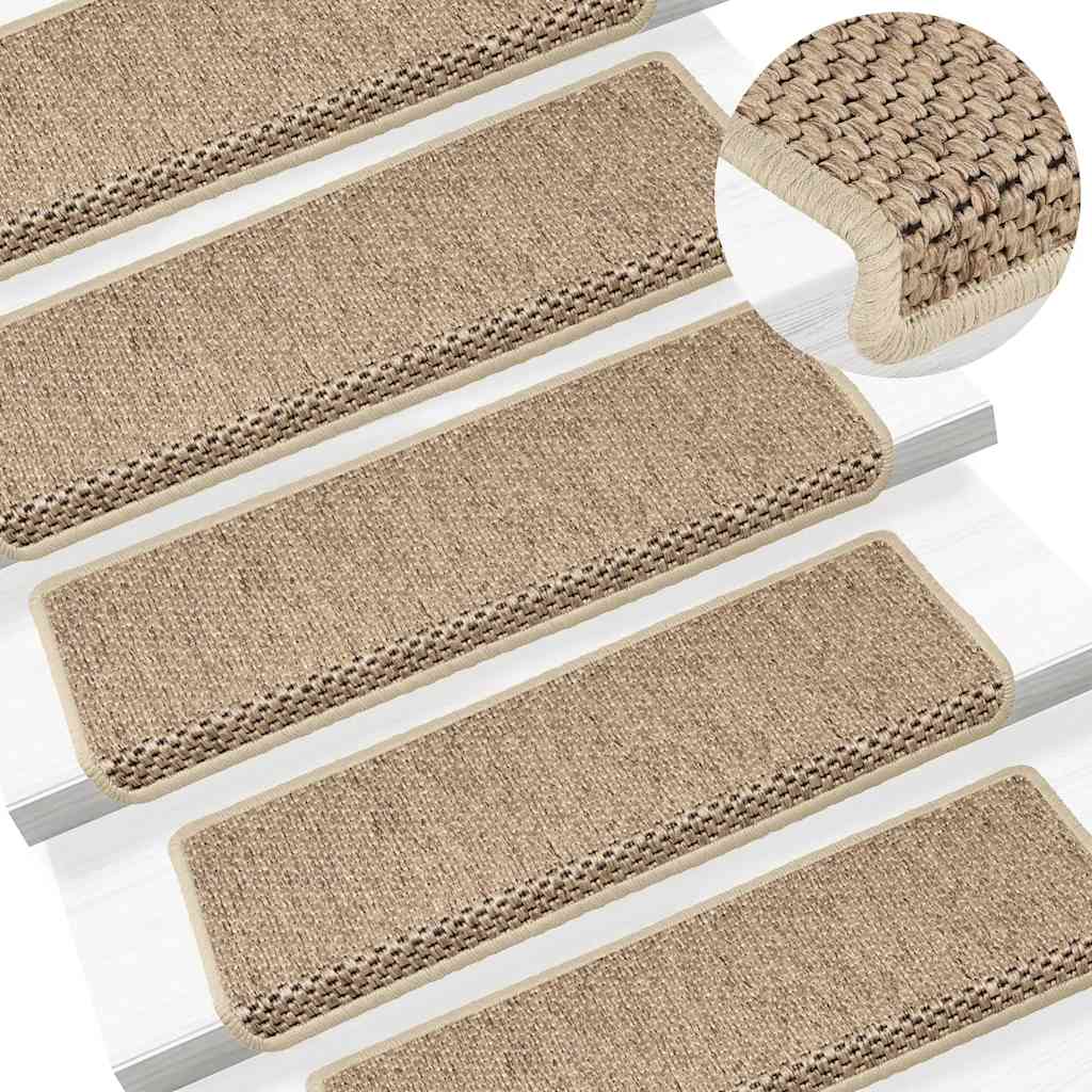 Stair Mats Self-adhesive Sisal-Look 30 pcs 65x21x4 cm Sand