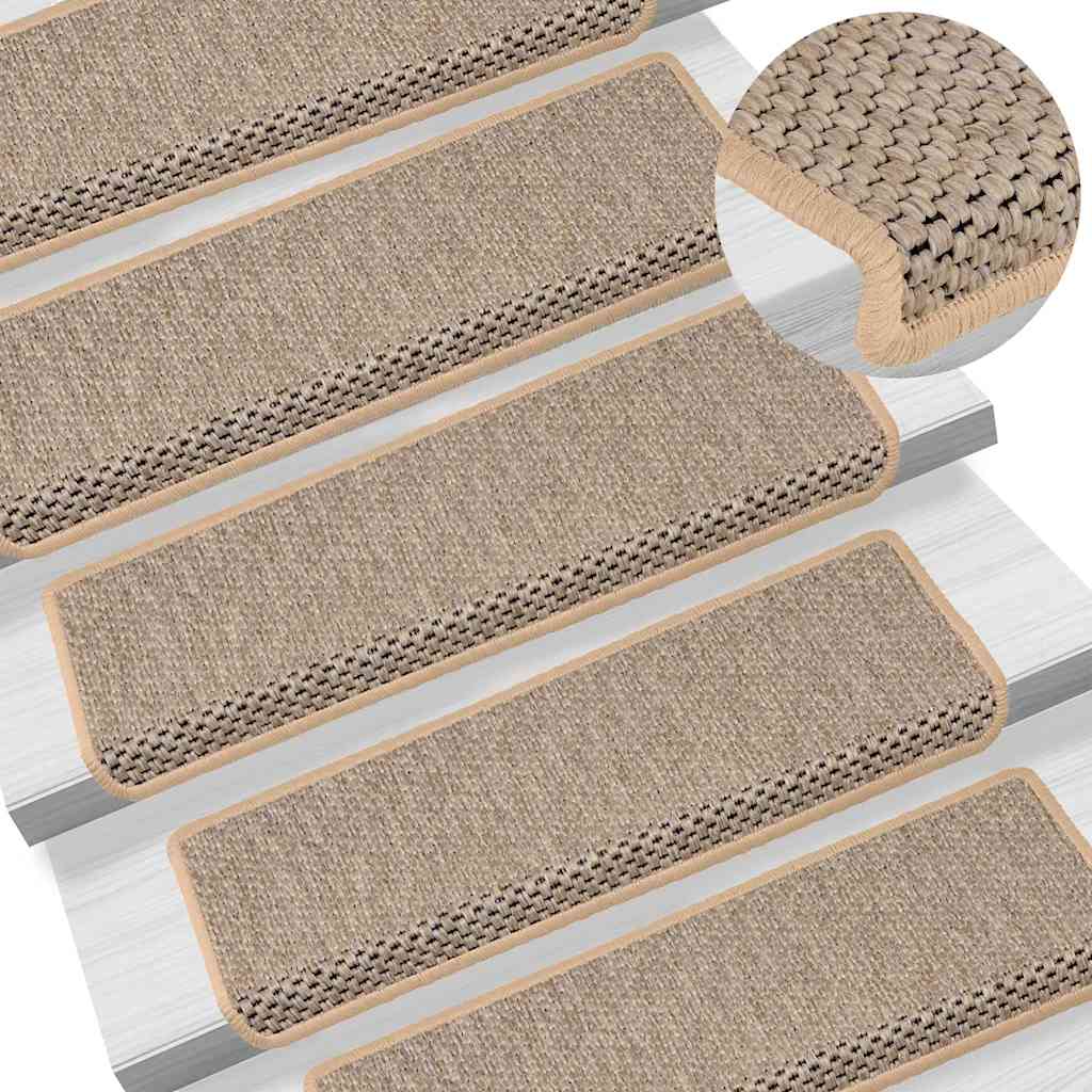 Stair Mats Self-adhesive Sisal-Look 30 pcs 65x21x4 cm Light Beige
