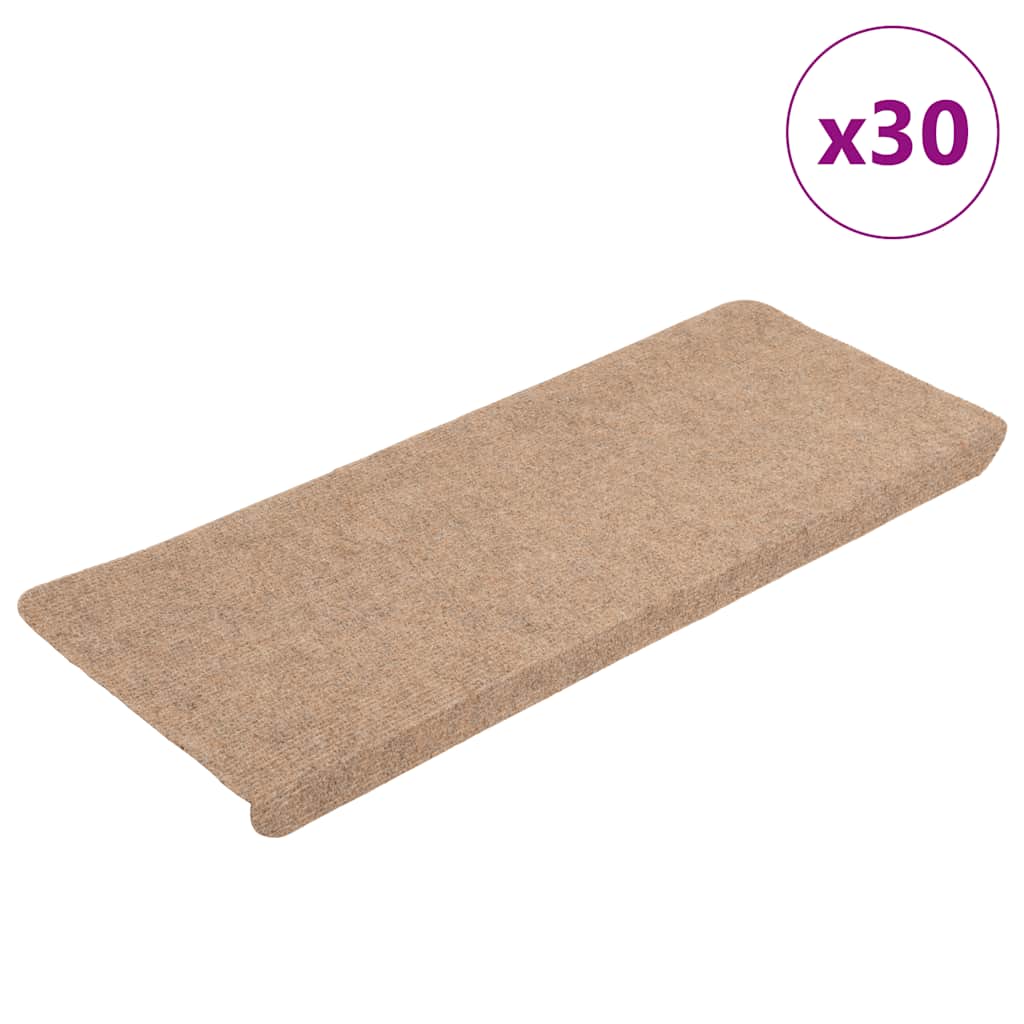 Stair Mats Self-adhesive 30 pcs Beige 65x24.5x3.5 cm