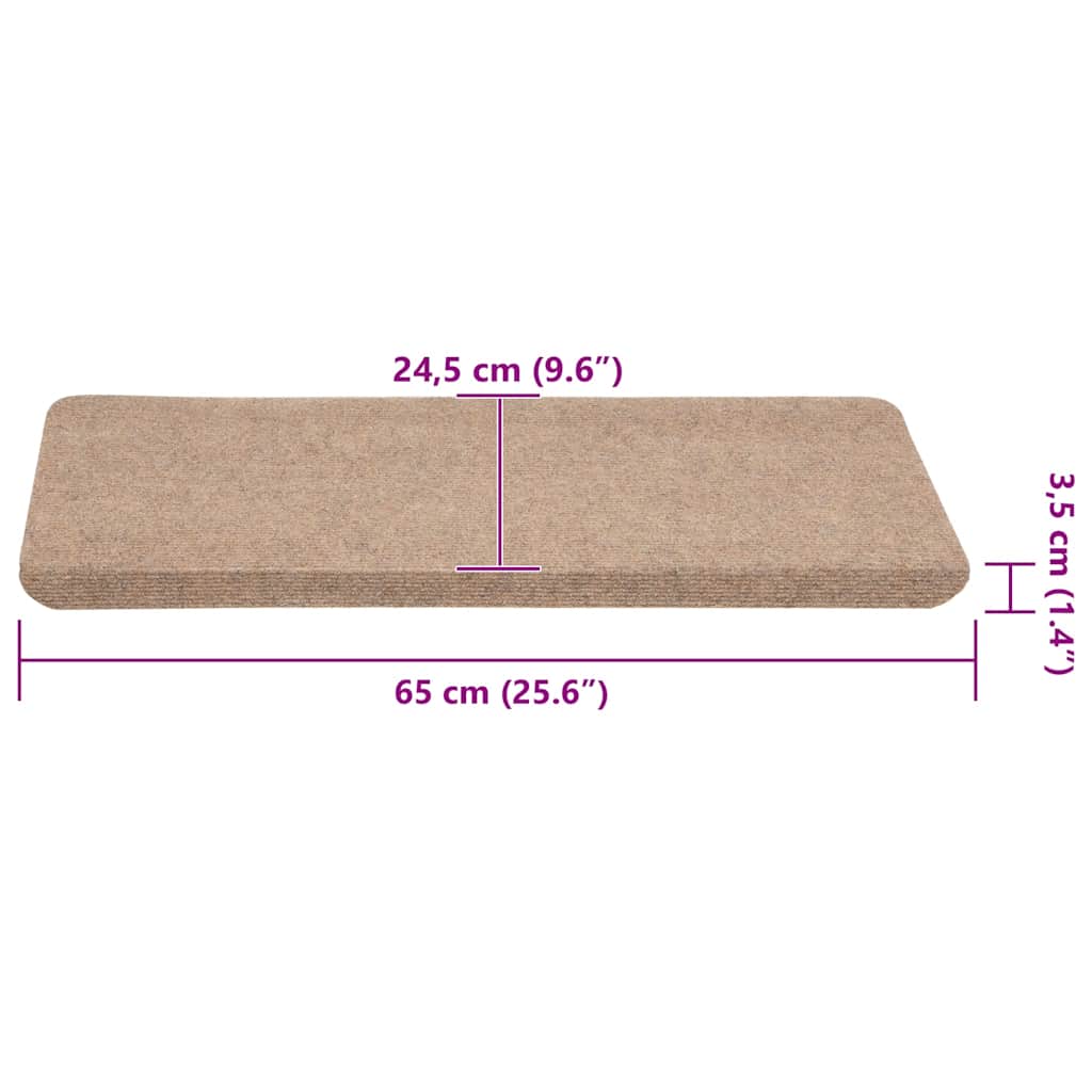 Stair Mats Self-adhesive 30 pcs Beige 65x24.5x3.5 cm